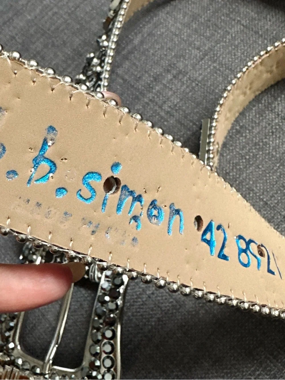 SUPREME x B.B. SIMONS  Leather Belt Crystal-Studded